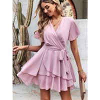 Vestido Coctel Gasa Palo Rosa