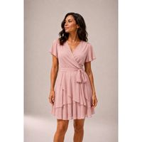 Vestido Cóctel Cruzado con Lazo Palo Rosa