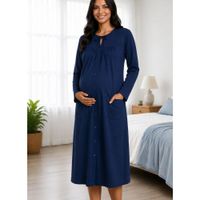 Bata Clinica Manga Larga Post Parto Post Lactancia - Azul