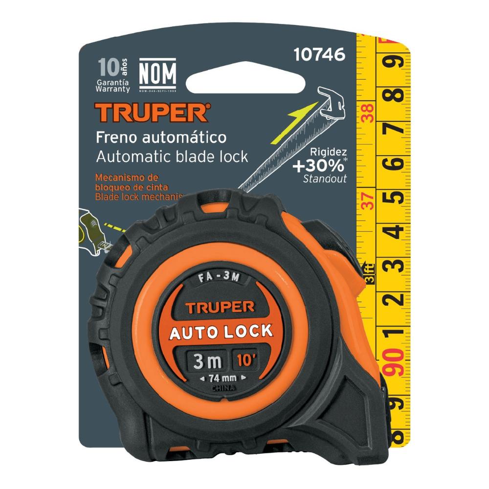 Cinta métrica Wincha Auto-Lock contra impactos 3 m cinta 16 mm Truper - 10746