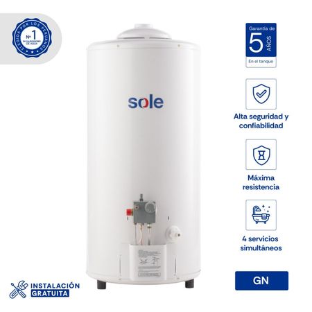 Termotanque a Gas Sole 75L Blanco de Acero Aporcelanado