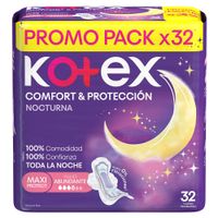 Toalla Higiénica KOTEX Comfort y Protección Nocturna Paquete 32un