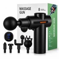 Pistola De Masaje Recargable 6 Velocidades 4 Cabezales Negro