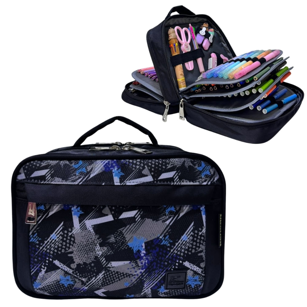 Cartuchera Organizadora Pencil Kengar - Negro Estampado Niño 1