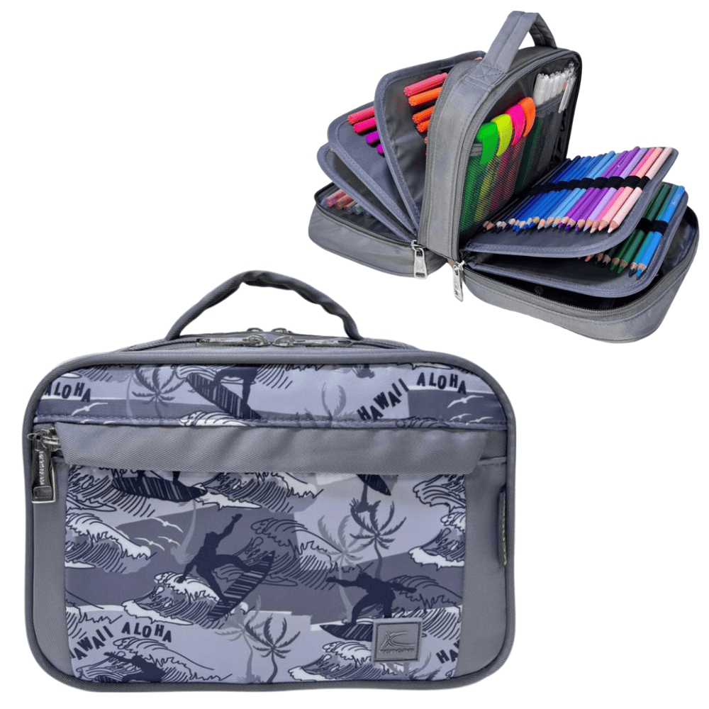 Cartuchera Organizadora Pencil Kengar - Plomo Plata Estampado
