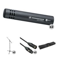 Sennheiser e 614 Micrófono Condensador Supercardioide - Kit de 2 Micrófonos con Soportes