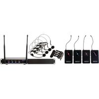 VocoPro Digital-Quad-B-500 Sistema Inalámbrico UHF de Cuatro Canales con Micrófonos de C