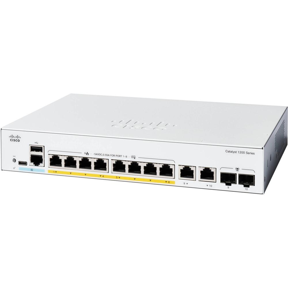 Cisco Catalyst C1200-8P-E-2G Switch Gestionado 8 Puertos Gigabit PoE+ 67W con 2 Puertos SF