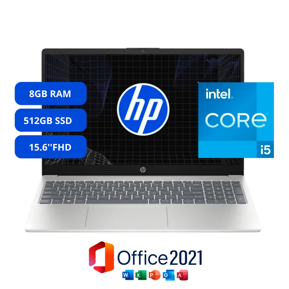 Laptop HP 15-FD0259 15.6 pulgadas Intel Core i5-1334U 512GB SSD 8GB RAM Intel UHD Windows 11 plata