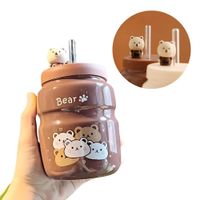 Vaso Tomatodo De Cerámica Con Diseños Bear Kawaii De 500 ml Marrón M4 253MDL401