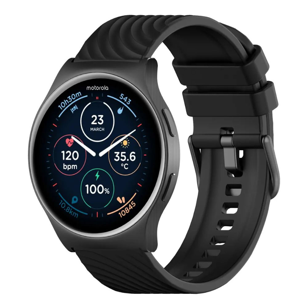 Smartwatch Motorola Moto Watch 120 Pantalla AMOLED IP68 Monitoreo Salud Carga Rápida