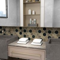 Pepelma Hexágono Vidrio Orange Marrón de Pared 30.2x26.2 cm