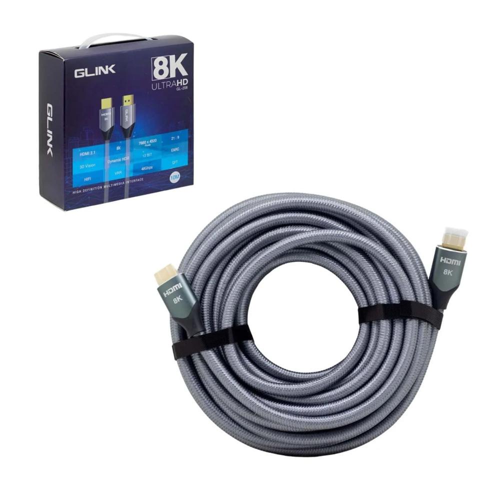 Cable HDMI Ultra HD 2.1 8K 60Hz 10 Metros GLINK GL-208