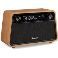 Sangean HDR-19 Radio de Mesa AM/FM-RDS/HD con Bluetooth - Madera Natural, Pantalla Monocro