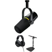 Shure MV7+ Micrófono Podcast XLR/USB con Soporte de Mesa Ajustable y Auriculares Cerrados