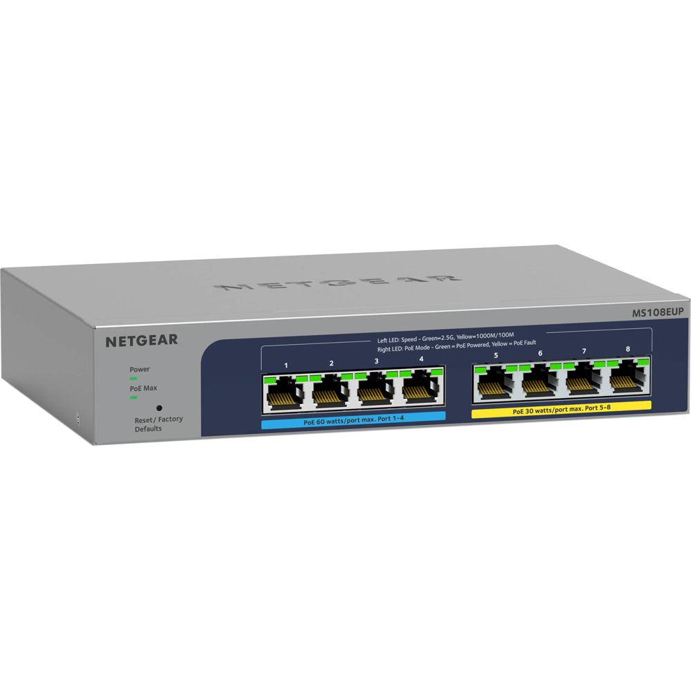 NETGEAR Switch de Red Gestionado MS108EUP 8 Puertos PoE+ / PoE++ 2.5G con Capacidad de 40