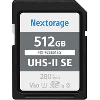 Nextorage Tarjeta de Memoria SDXC UHS-II NX-F2SE 512GB - Velocidades de Lectura 280 MB/s y