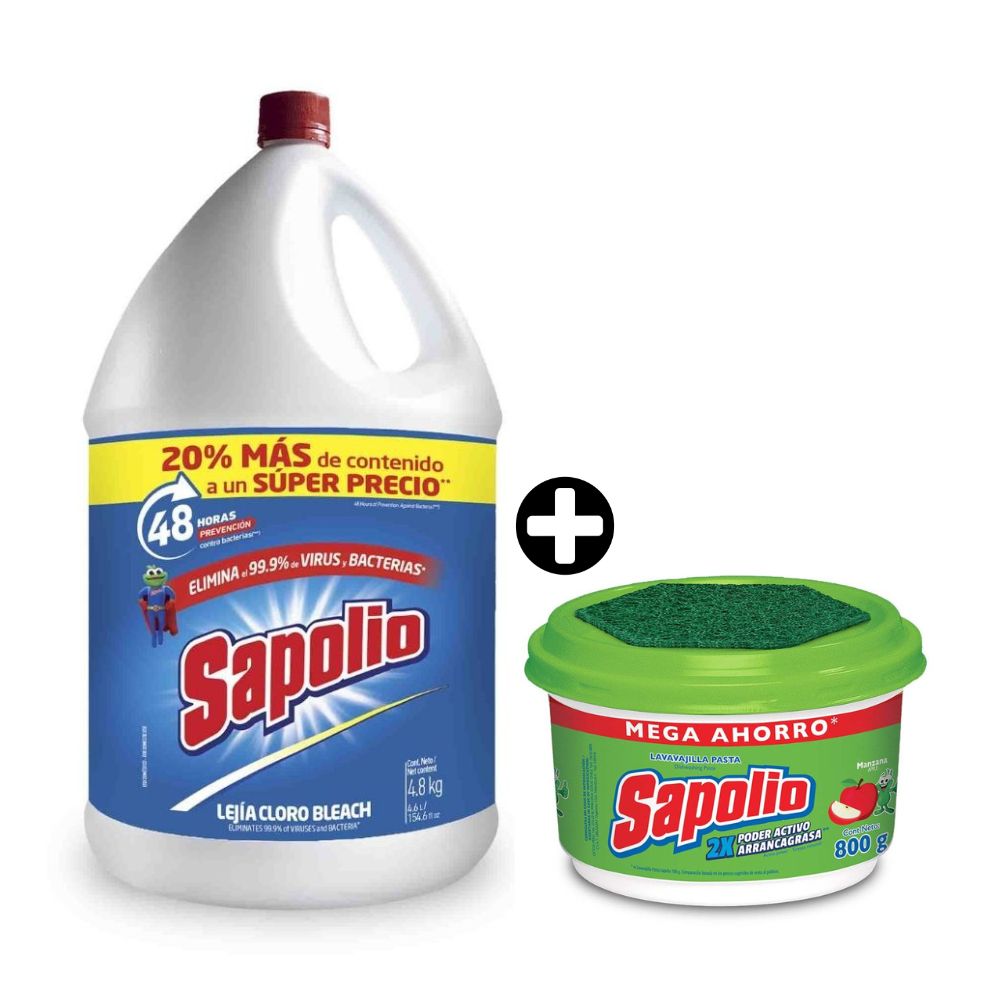 COMBO Lejía Sapolio Original 4.8kg + Lavavajilla e
