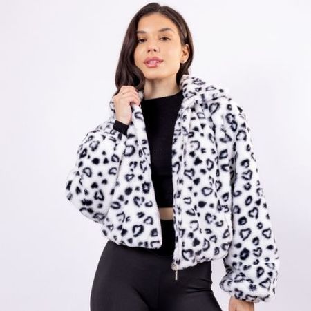 CASACA PIEL LEOPARDO MANGA LARGA S Blanco