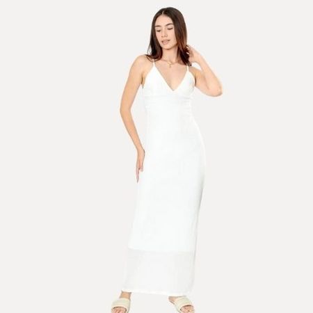 VESTIDO ROMINA MUJER  LARGO M Blanco