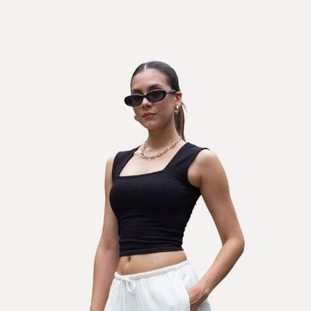 COLLAR CROP TOP  MUJER S Negro