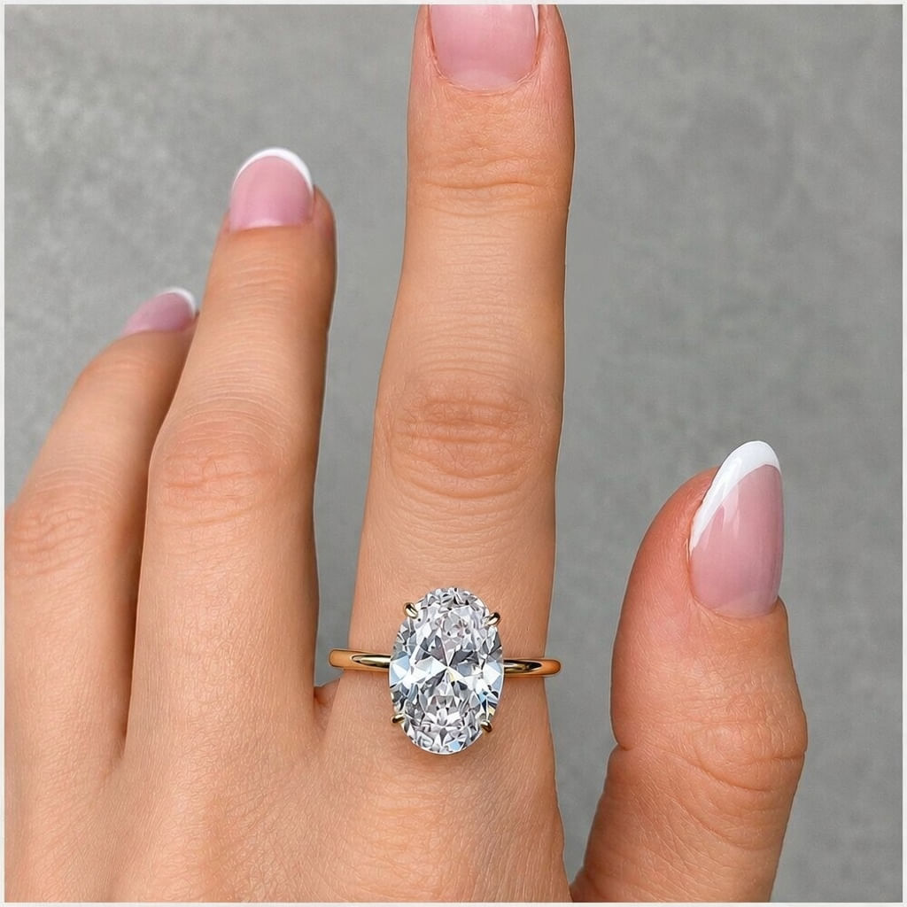 ANILLO COMPROMISO OVALADO BAÑADO ORO AMARILLO 18K ZIRCONIA CRISTAL SOLITARIO TIPO DIAMANTE GENIEKA