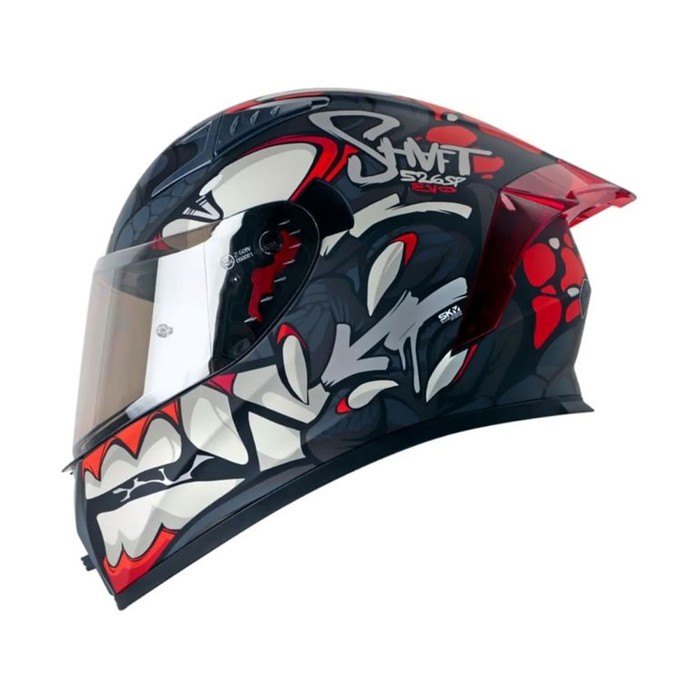 Casco Integral SHAFT SH-526SP Dano Negro Gris Talla L Certificado ECE 22.06 para Moto Seguridad Negro