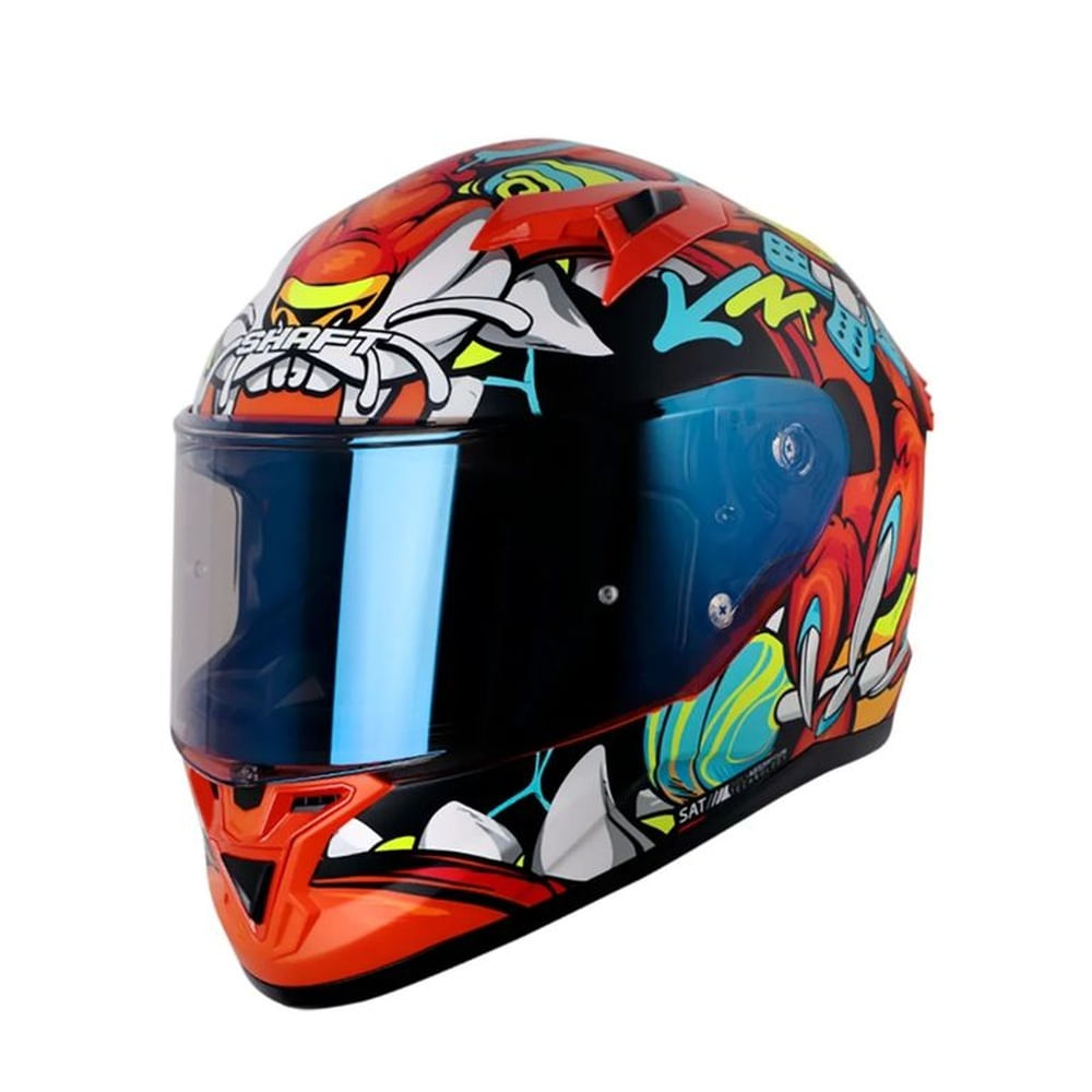 Casco Integral SHAFT 522SP Tigerazo Negro Rojo Talla XL Certificado ECE 22.06 para Moto Seguridad Negro
