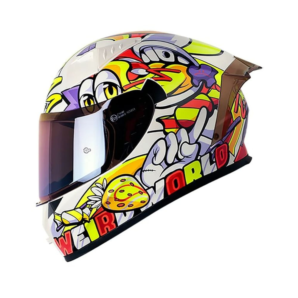 Casco Integral SHAFT SH-526SP Weird Blanco Talla L Certificado ECE 22.06 para Moto Seguridad Premium Blanco