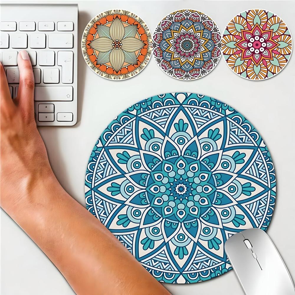 Mouse Pad Circular Con Diseños De Mandalas Aleatoria