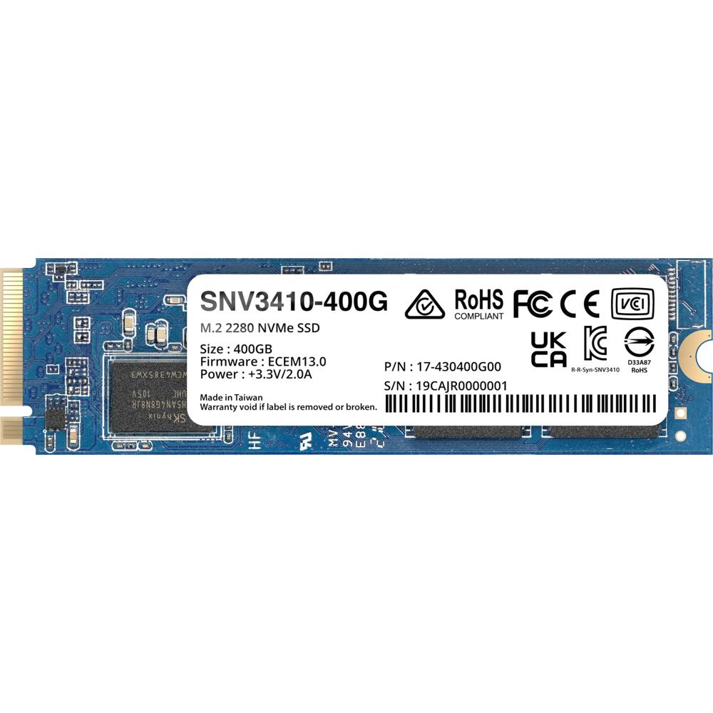 Synology SSD 400GB SNV3410 NVMe M.2 2280 - Hasta 3000 MB/s Lectura, 750 MB/s Escritura, 49