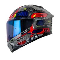 Casco Integral SHAFT SH-595 Omega Gris Rojo Talla XL Certificado ECE 22.06 para Moto Seguridad Pro