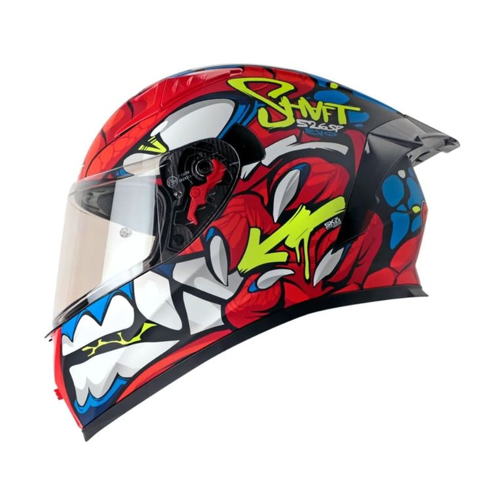 Casco Integral SHAFT SH-526SP Dano Negro Rojo Talla L Certificado ECE 22.06 para Moto Seguridad Negro