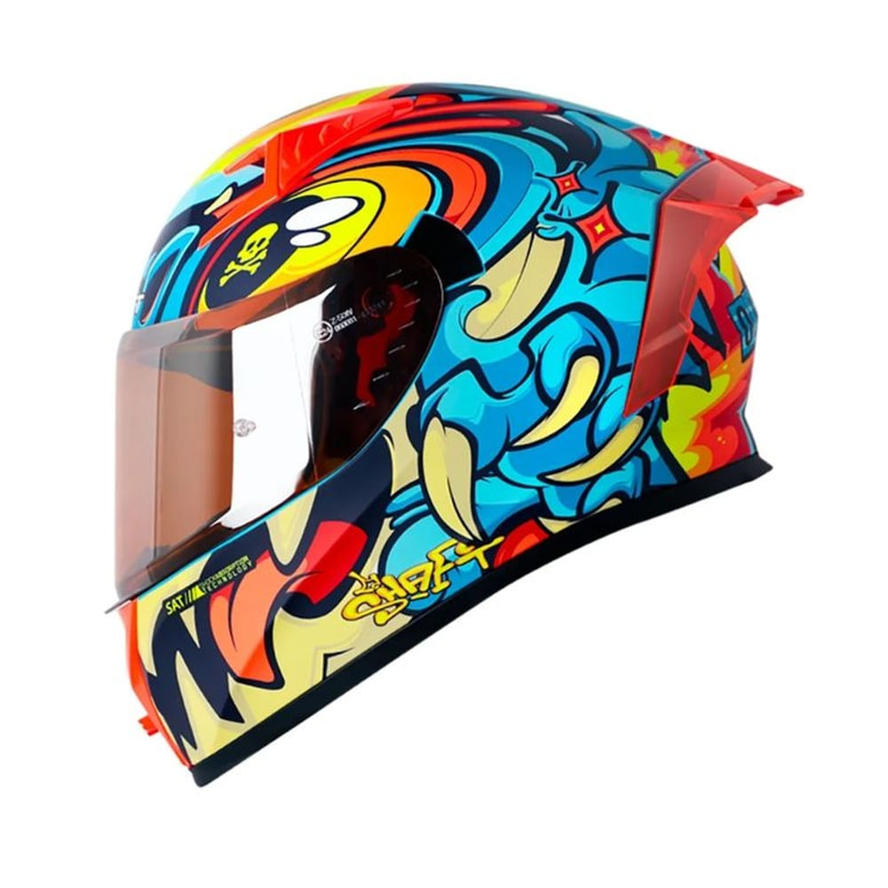 Casco Integral SHAFT SH-526SP Ojibrou Azul Talla L Certificado ECE 22.06 para Moto Seguridad Premium Azul