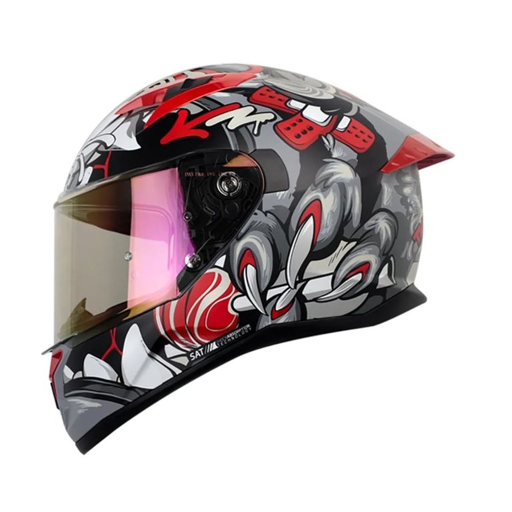 Casco Integral SHAFT 522SP Tigerazo Gris Talla L Certificado ECE 22.06 para Moto Seguridad Premium Gris