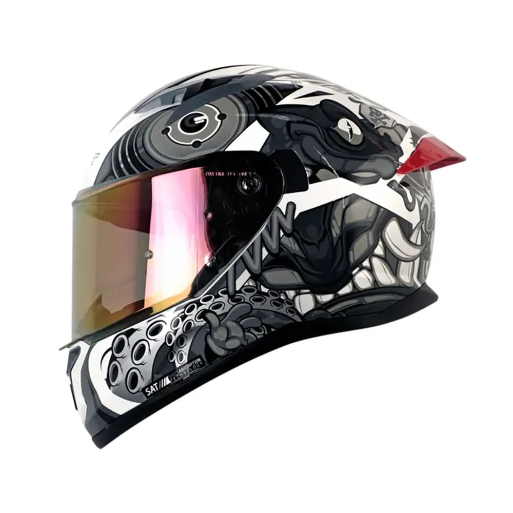 Casco Integral SHAFT 522SP Comic Blanco Gris Talla L Certificado ECE 22.06 para Moto Seguridad Pro Blanco