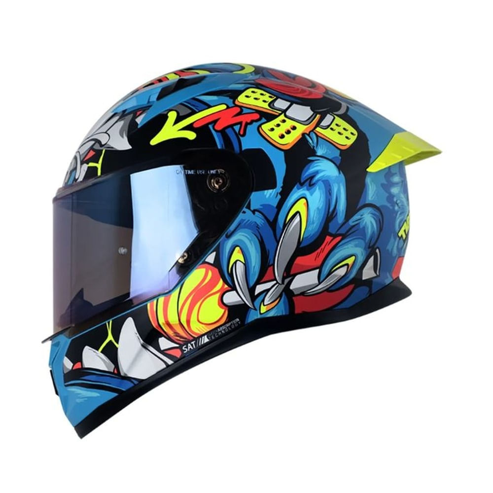 Casco Integral SHAFT 522SP Tigerazo Azul Talla XL Certificado ECE 22.06 para Moto Seguridad Premium Azul
