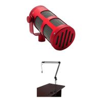 Sontronics PODCAST PRO Mic Kit Supercardioide con Brazo de Transmisión y Cable XLR (Rojo)
