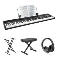 Alesis Piano Digital Concert 88 Teclas con Soporte Doble-X, Banco X y Auriculares Estéreo