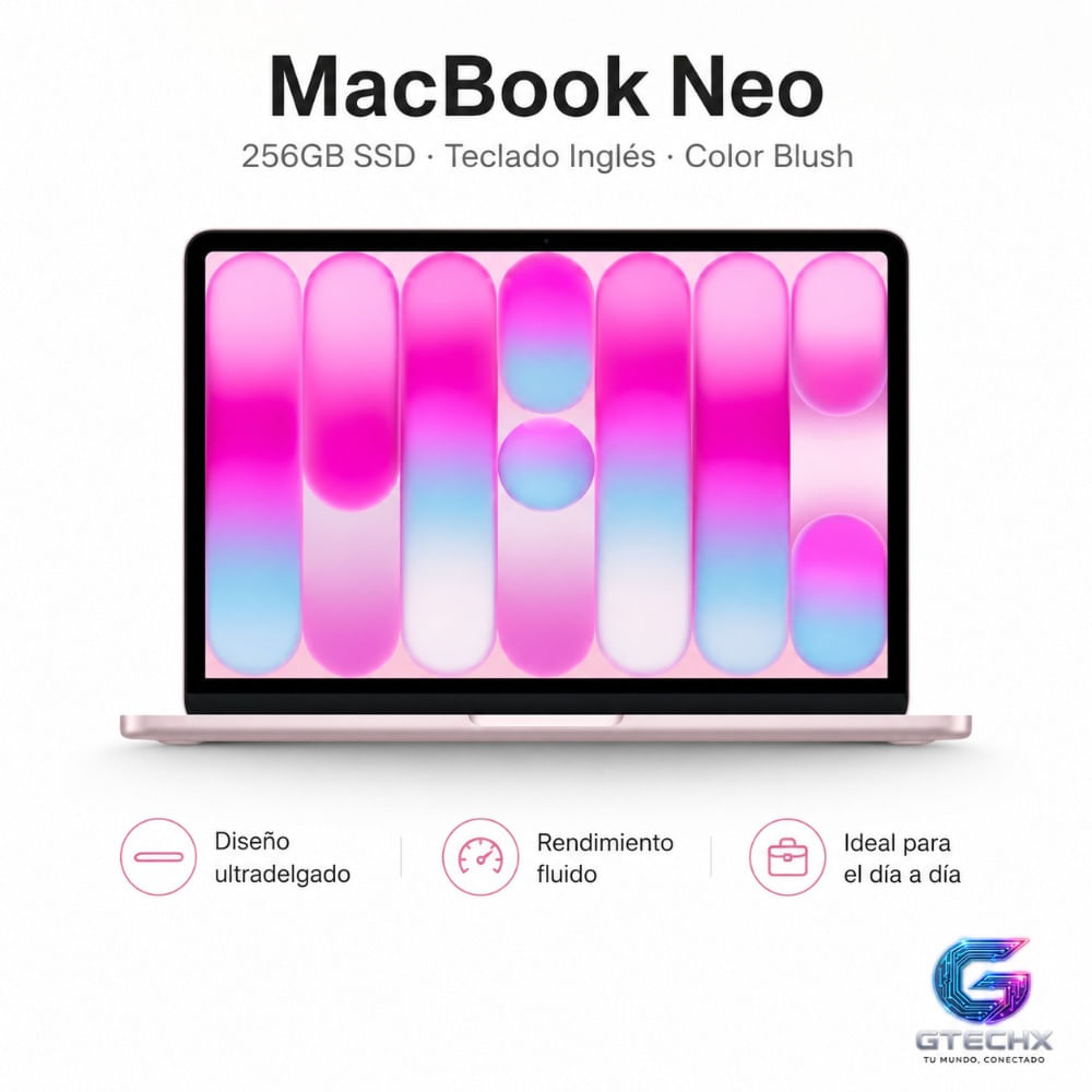 Laptop Apple MacBook Neo Chip A18 Pro 8GB RAM 256GB SSD Teclado Ingles Blush