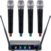 VocoPro Digital-Quad-H2 Sistema de Micrófono Inalámbrico de Mano UHF de Cuatro Canales c
