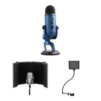Blue Yeti Mic Kit USB con Windscreen y Filtro de Reflexión - 16-Bit/48 kHz, 4 Patrones Po