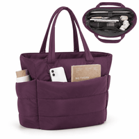 BOLSO PUFFER - TIPO TOTE BAG PARA DAMA PORTALAPTOP - Violeta - Talla única