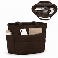 BOLSO PUFFER - TIPO TOTE BAG PARA DAMA PORTALAPTOP - Marrón - Talla única