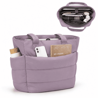 BOLSO PUFFER - TIPO TOTE BAG PARA DAMA PORTALAPTOP - Lila - talla única