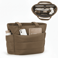 BOLSO PUFFER - TIPO TOTE BAG PARA DAMA PORTALAPTOP - Capuccino - Talla única