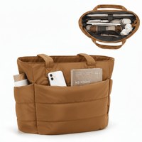 BOLSO PUFFER - TIPO TOTE BAG PARA DAMA PORTALAPTOP - Camel - Talla única