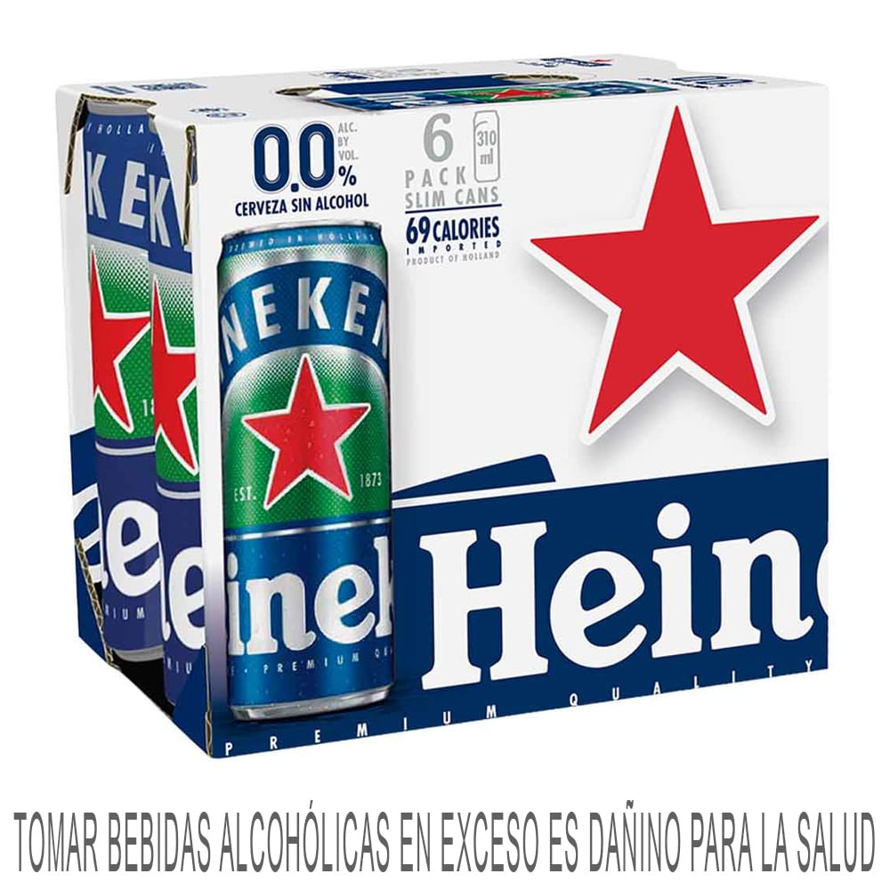 Cerveza sin Alcohol HEINEKEN 0.0 Lata 330ml Pack 6un