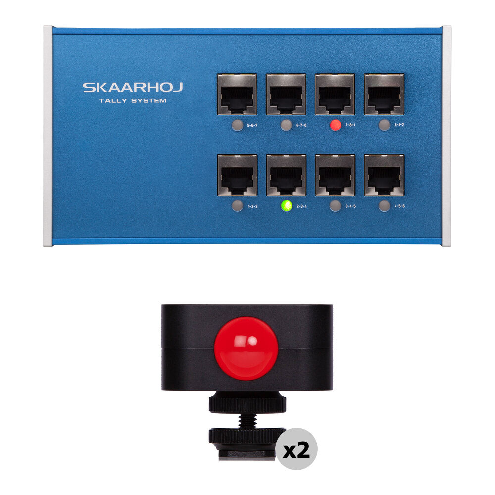 SKAARHOJ Tally Box + 2 Tally Lights - 8 Canales, Soporte para Tally de Programa y Vista Pr