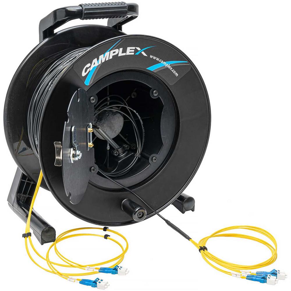 Camplex Reels de Fibra Óptica 4 Canales LC Monomodo 250' - Cable Flexible y Resistente a